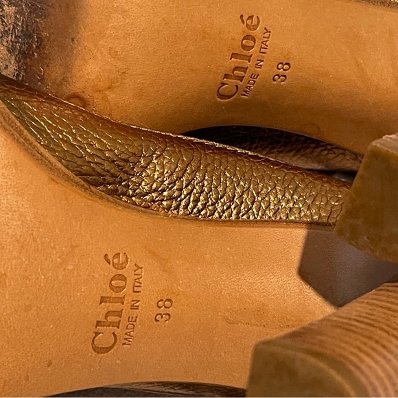 Chole mettalic peep toe stacked heels, size 38 - Picture 11 of 12